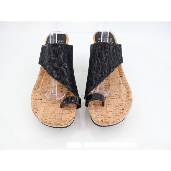 Donald J. Pliner Gyer2 Womens Leather Slip On Wedge Sandals Black Size 8.5 Thong - Picture 2 of 13